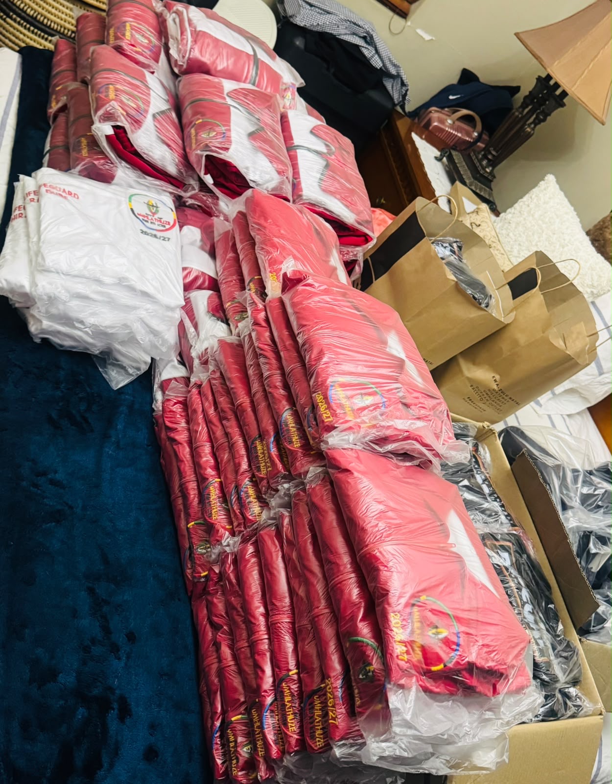 Stack of folded school uniforms